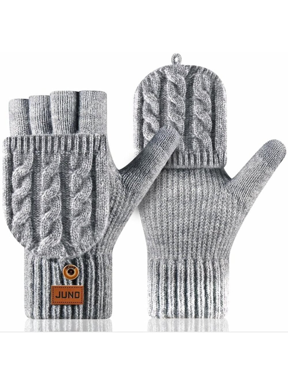 Unisex Light Gray Fingerless Flip Top Touchscreen Compatible Stretchy Gloves